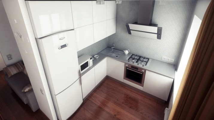 Планировка кухни площадью 9 кв. м с холодильником