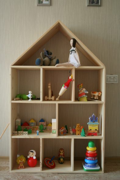 Детская мебель стеллаж-домик для игрушек