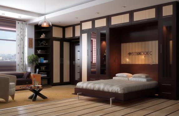 Дизайн гостиной спальни с подъемной кроватью