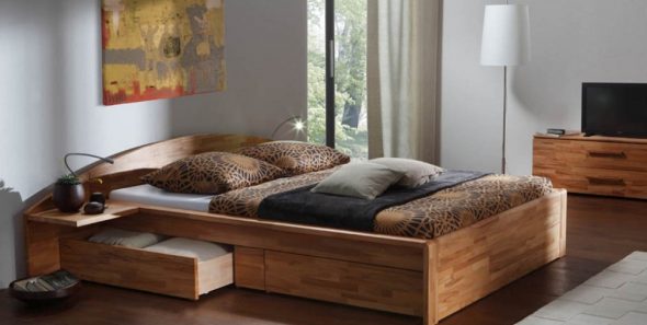 Двуспальная кровать с ящиками-комфорт и практичность
