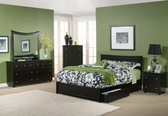 Спальня с черной мебелью дизайн