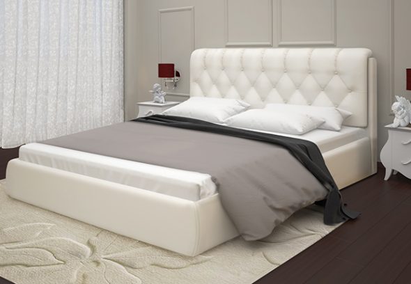 белая кожаная кровать