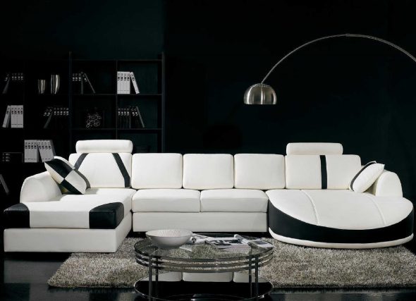 Черно-белая мебель в гостиную в современном стиле