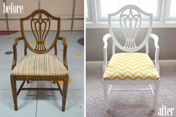 деревянный стул до и после переделки