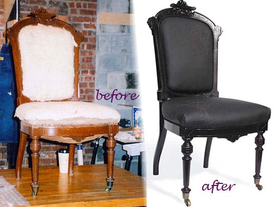 деревянный стул до и после реставрации