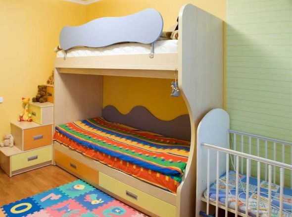 Детская комната для троих маленьких детей