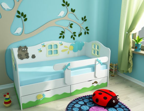 кровать с бортиком в детской
