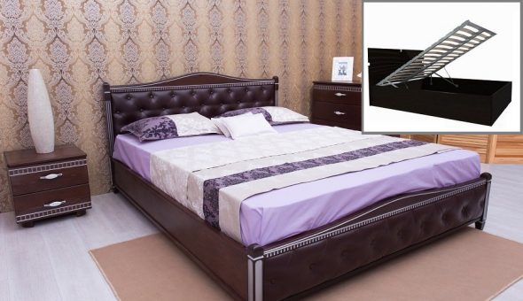 Кровать с мягкой спинкой и подъемным механизмом