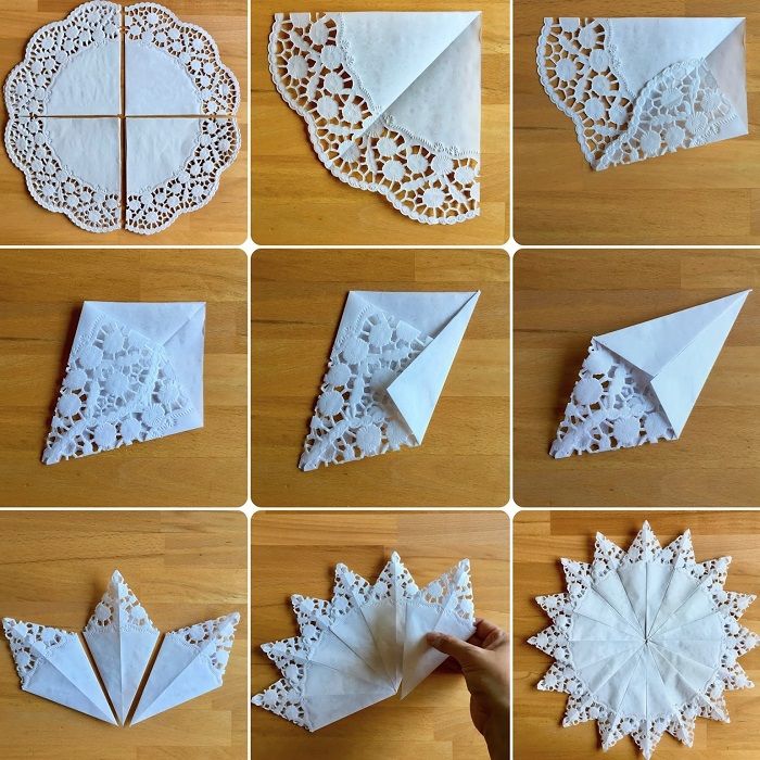 оригами из салфеток снежинка