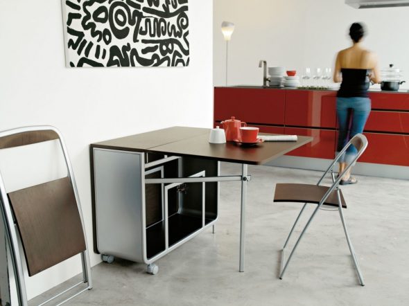Стол-тумба на колесиках для кухни в стиле модерн