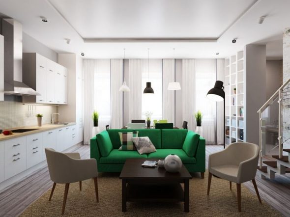 зеленый диван дизайн